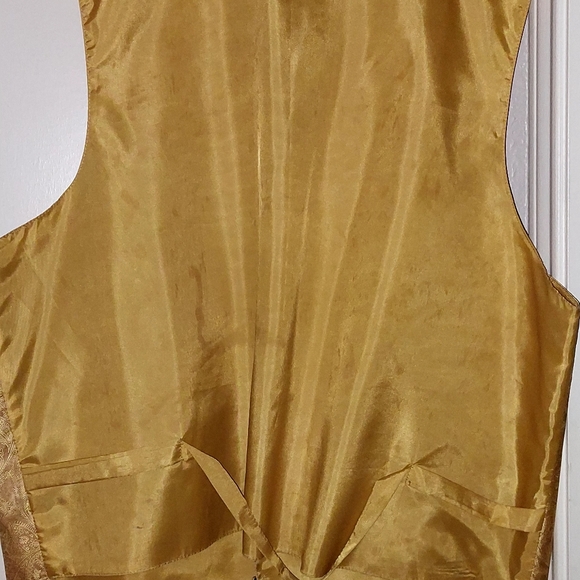 Vintage Gold Paisley Vest with Tie, sz 3XL, $13, GLENN HEIGHTS TX PPU OR SHIP - Picture 6 of 10